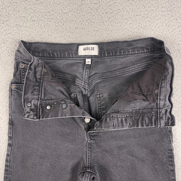 Agolde Los Angeles Riley Jeans Womens‎ 28 Black Button Fly Crop Fit High Rise - Picture 1 of 9
